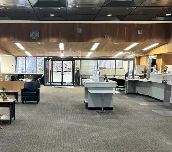 central lobby and tellers desks at grand marais state bank ortonville